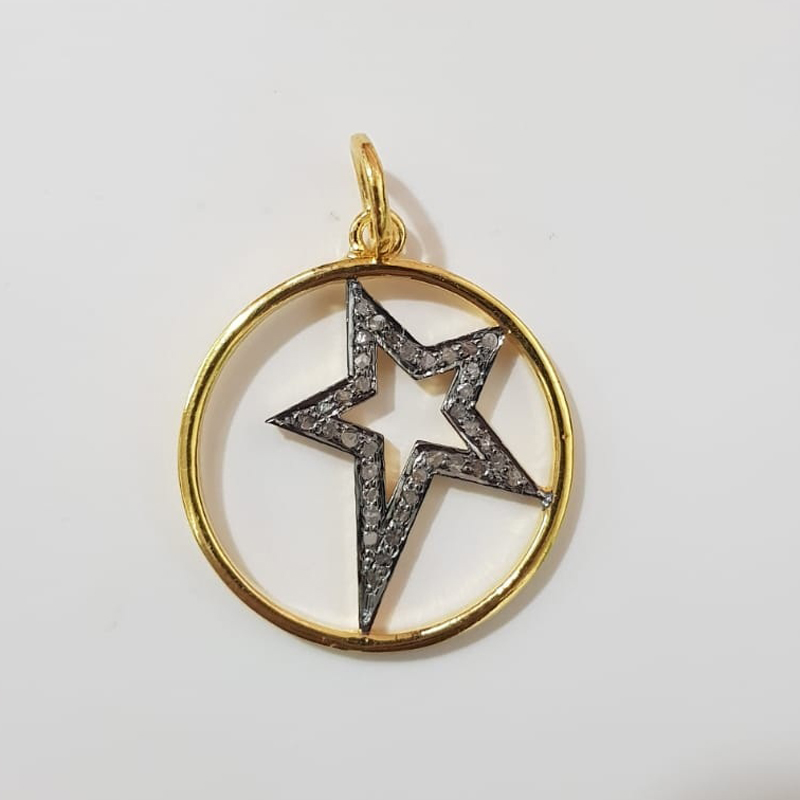 Unique Designer 925 Sterling Silver Handmade Star Pendant Withpave Layer