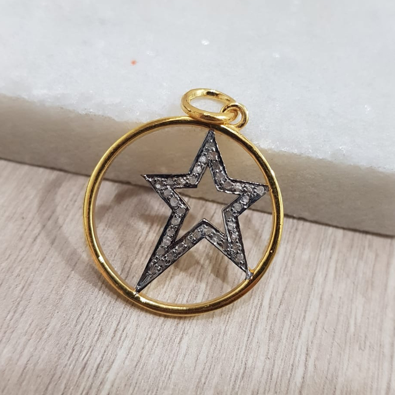 Unique Designer 925 Sterling Silver Handmade Star Pendant Withpave Layer