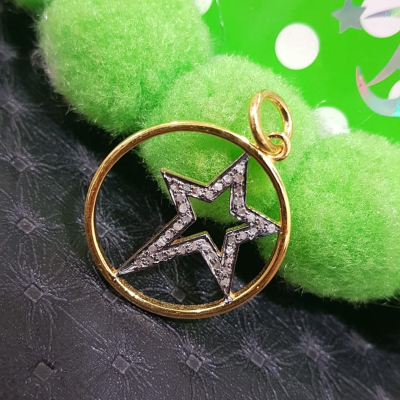 Unique Designer 925 Sterling Silver Handmade Star Pendant Withpave Layer