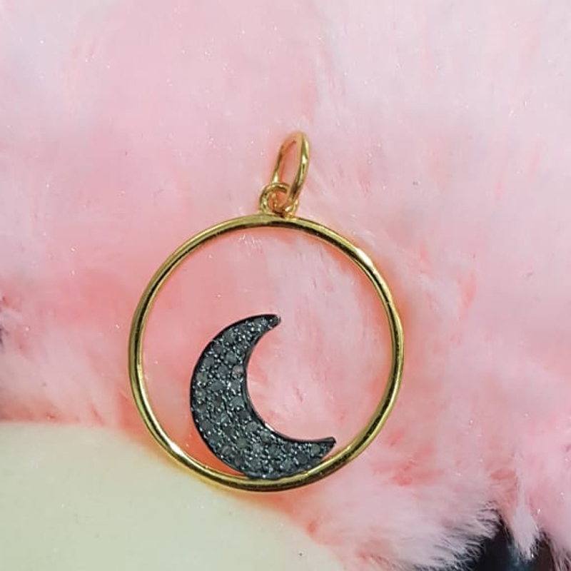 Glamorous Designer Handmade Two Tone Moon Pendant