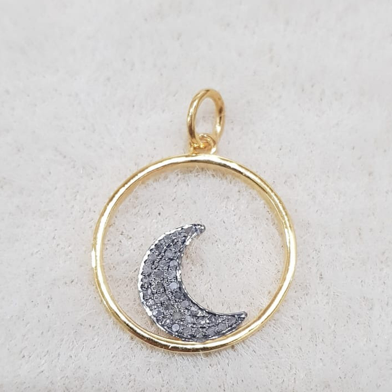 Glamorous Designer Handmade Two Tone Moon Pendant