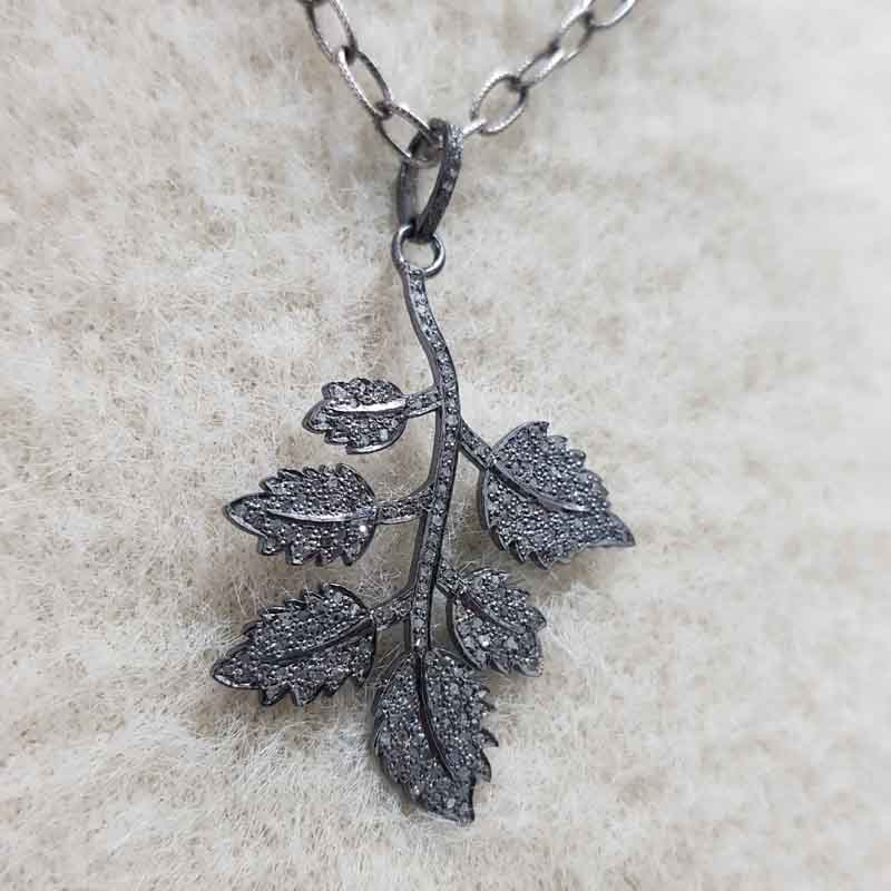 Leaf Style Pendent With pave Diamond layers