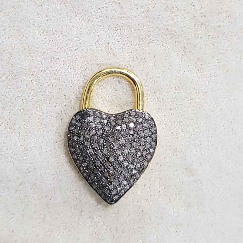 Decorous Heart Style Yellow plated Pave Diamond Designer Push Lock