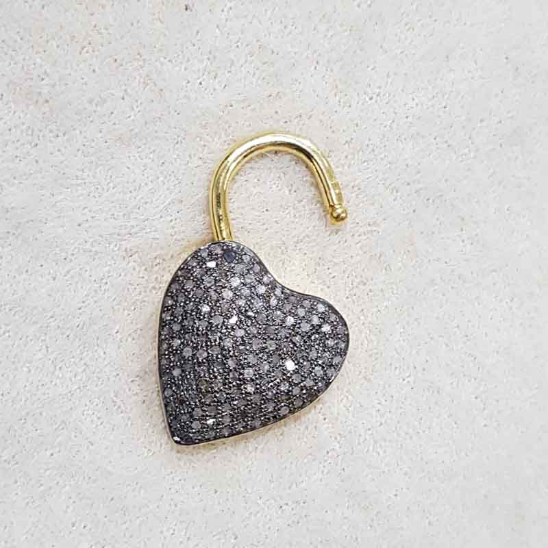 Decorous Heart Style Yellow plated Pave Diamond Designer Push Lock