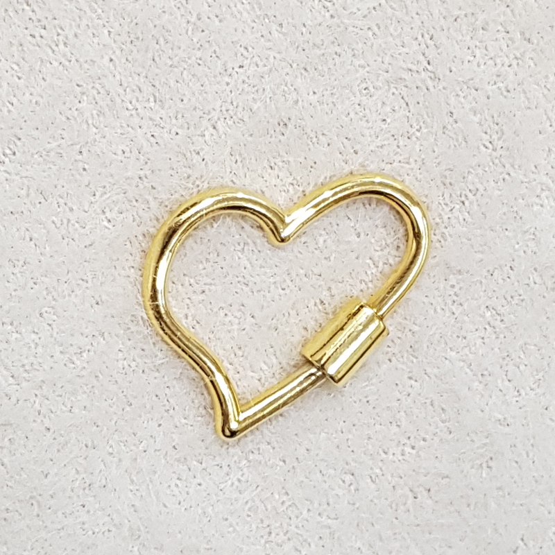 Heart Style Yellow Rhodium Plated 925 Sterling Silver Screw Clasp