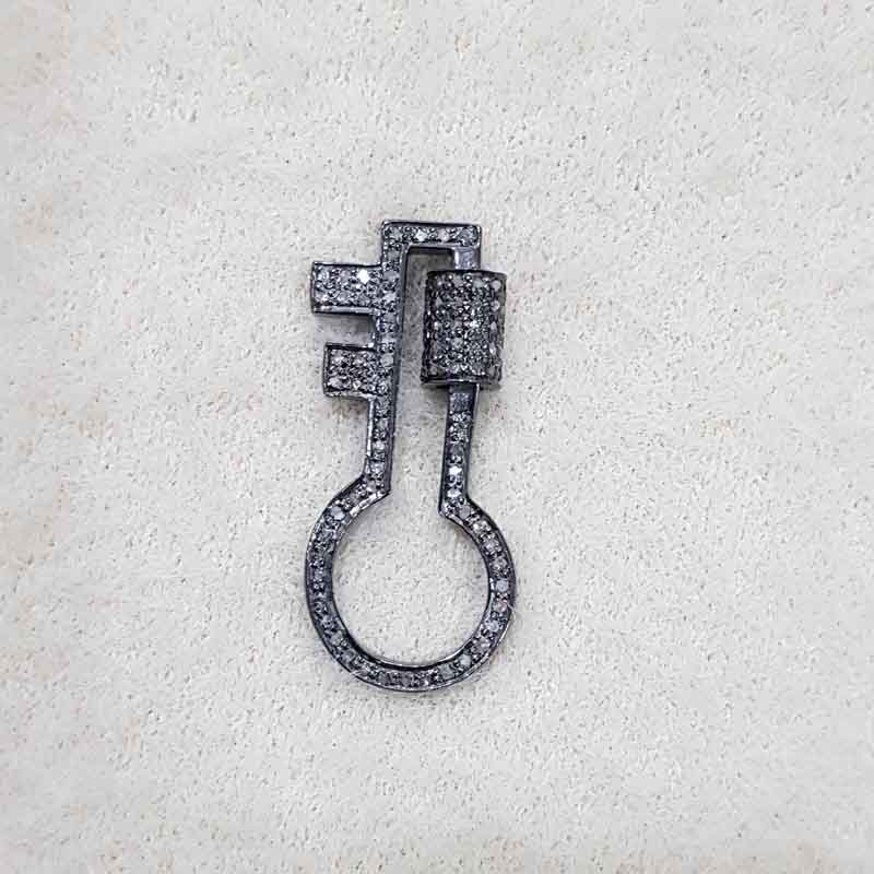 Key Style Designer Screw Clasp Lock With Pave Diamond Layers