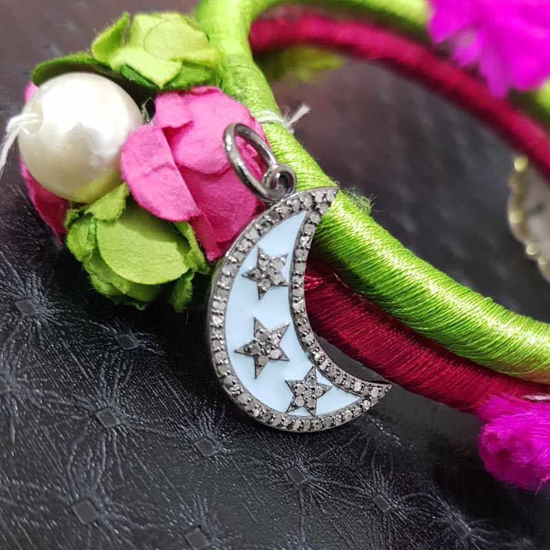 Unique Designer Handmade Moon Style Pendant With Pave Diamond