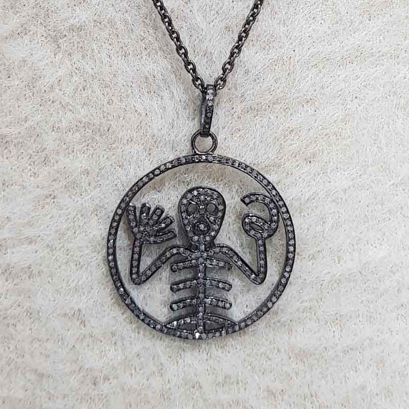 Designer Pave Diamond Handmade Style Skull Pendent