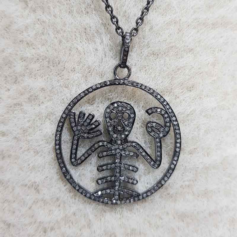 Designer Pave Diamond Handmade Style Skull Pendent