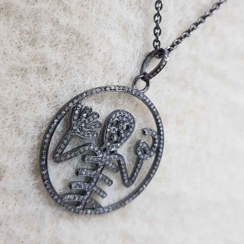 Designer Pave Diamond Handmade Style Skull Pendent