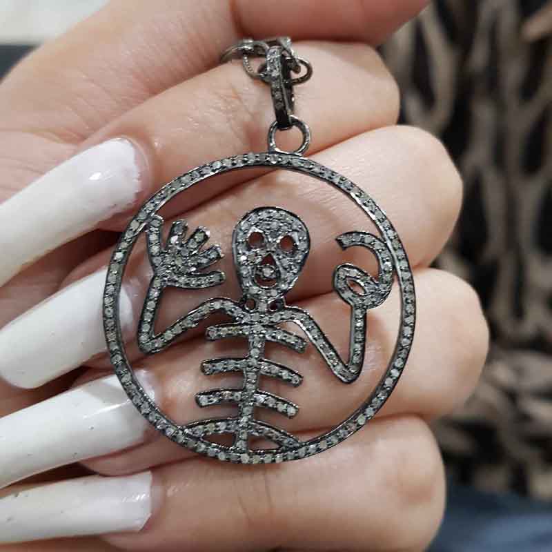 Designer Pave Diamond Handmade Style Skull Pendent