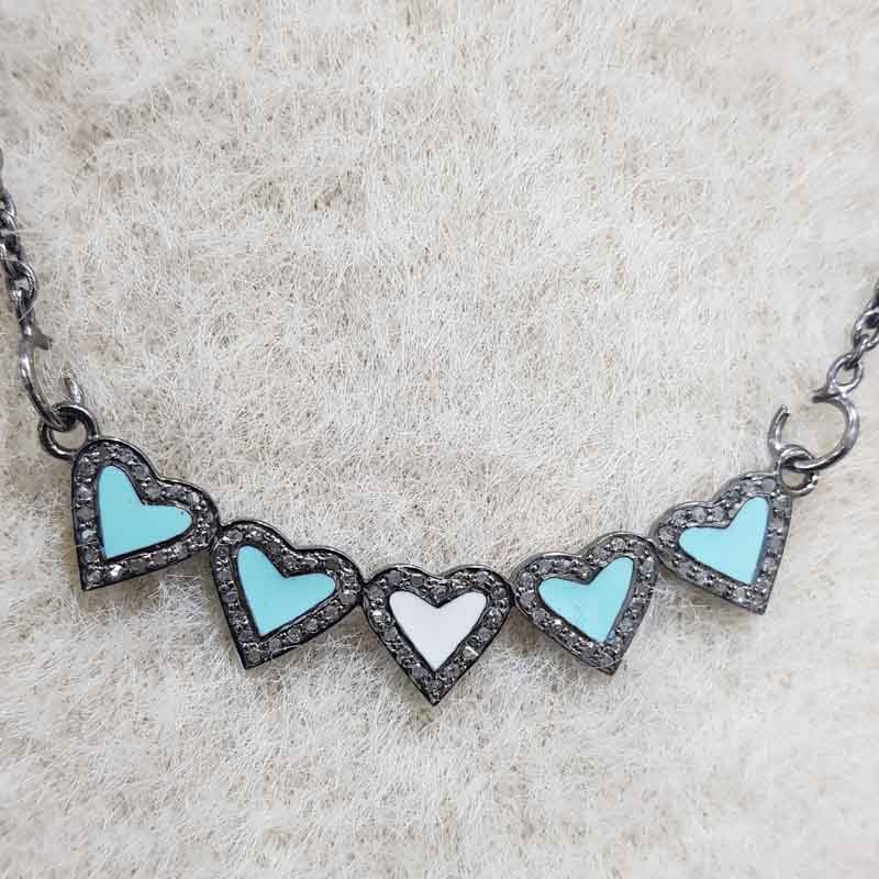 Heart Style Pave Diamond Handmade Necklace Pendant