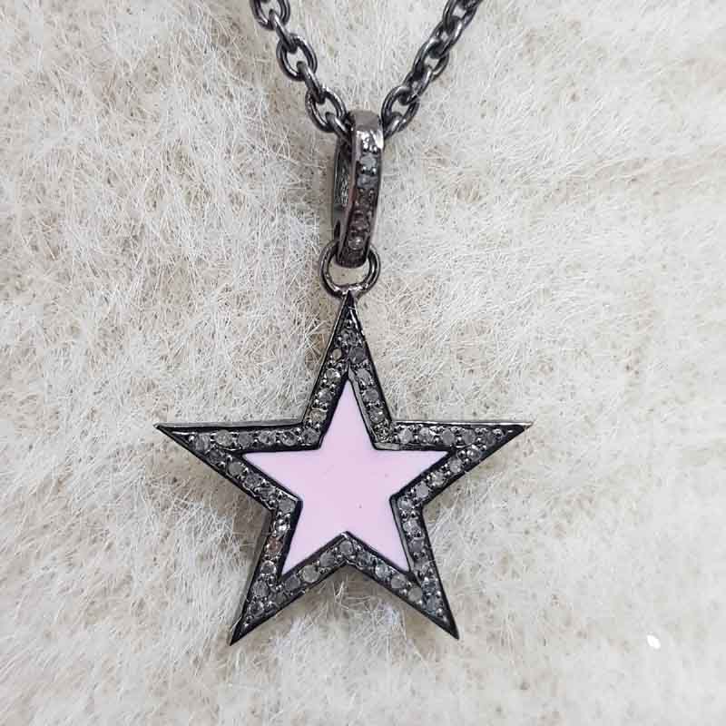 Small Star Pendent With Pave Diamond Layers