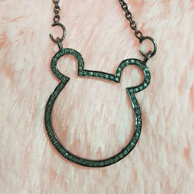 Mickey Mouse Designer Pave Diamond Necklace Pendent