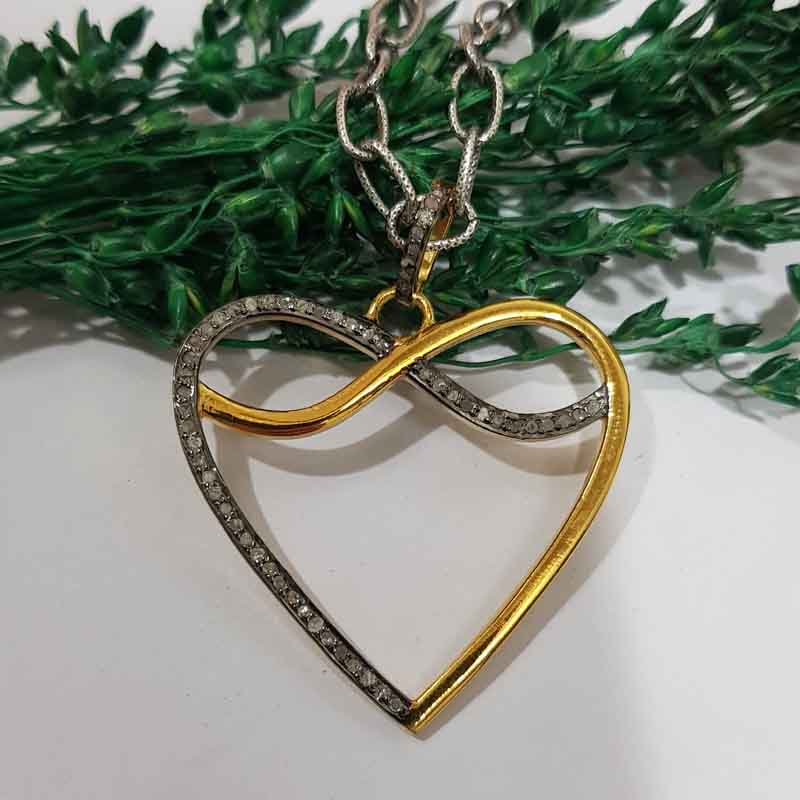 Yellow And Black Rhodium Plated Beautifully Designed Heart Pendent