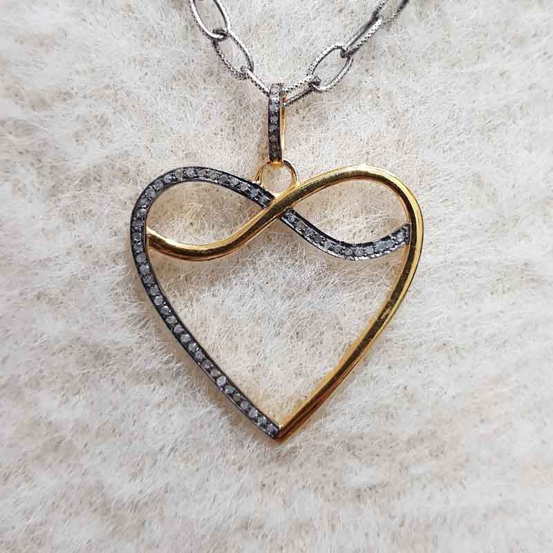 Yellow And Black Rhodium Plated Beautifully Designed Heart Pendent