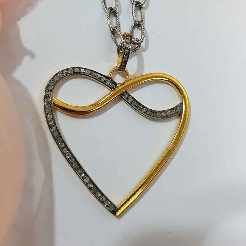 Yellow And Black Rhodium Plated Beautifully Designed Heart Pendent