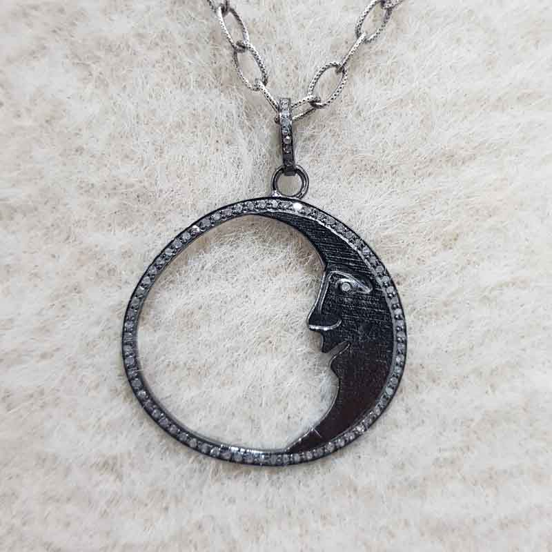 Black Beautiful Happy Moon Pendent