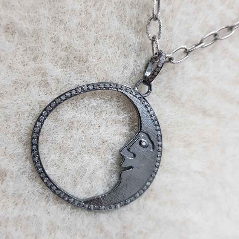 Black Beautiful Happy Moon Pendent