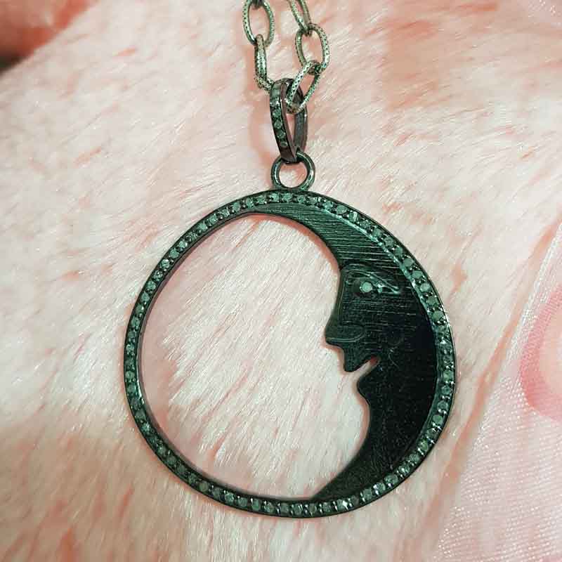 Black Beautiful Happy Moon Pendent