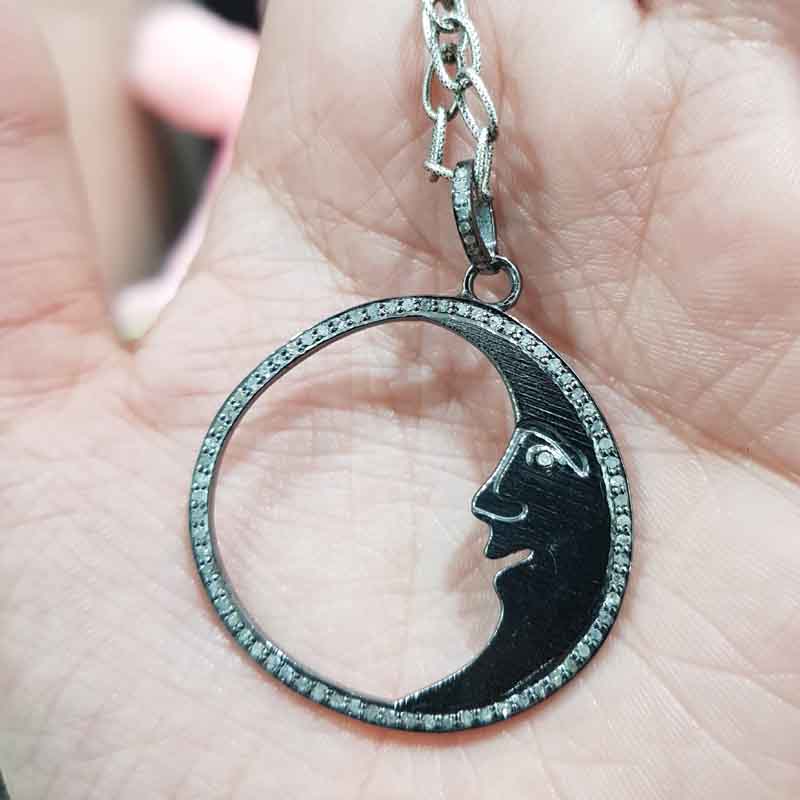 Black Beautiful Happy Moon Pendent