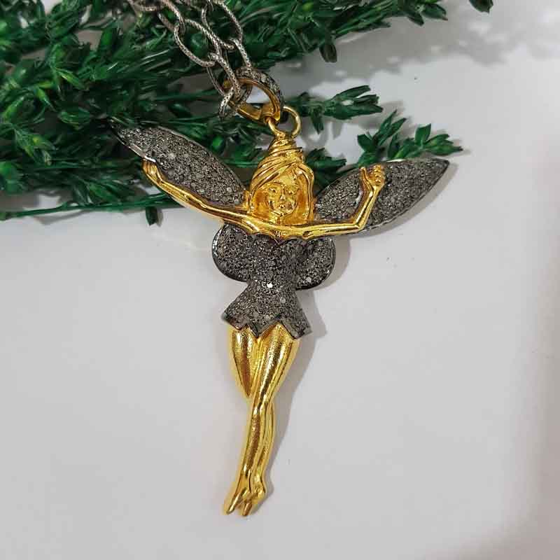 Gorgeous Dancing Angel Pave Diamond Pendent