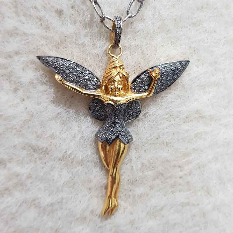 Gorgeous Dancing Angel Pave Diamond Pendent