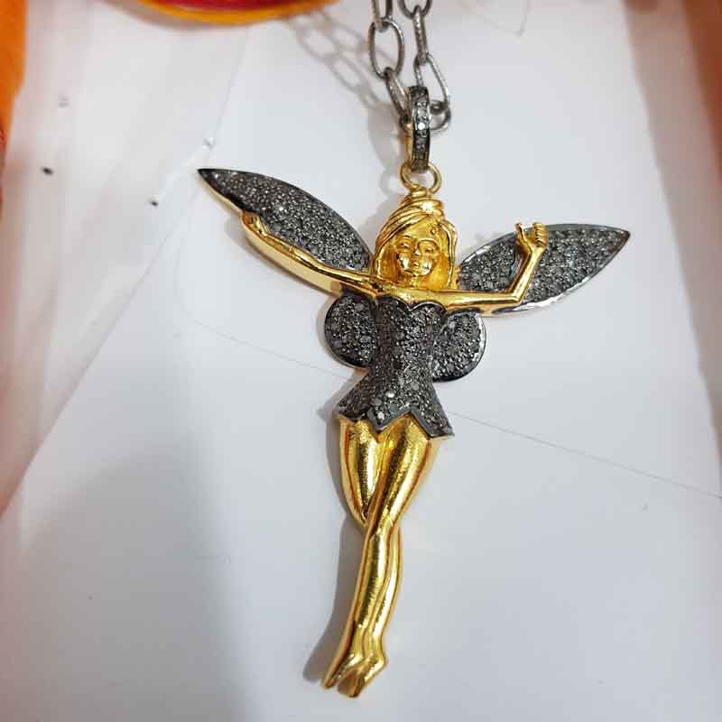 Gorgeous Dancing Angel Pave Diamond Pendent