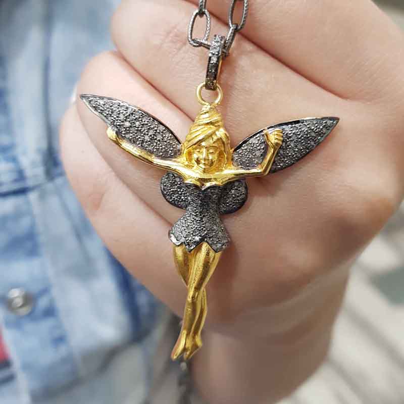 Gorgeous Dancing Angel Pave Diamond Pendent