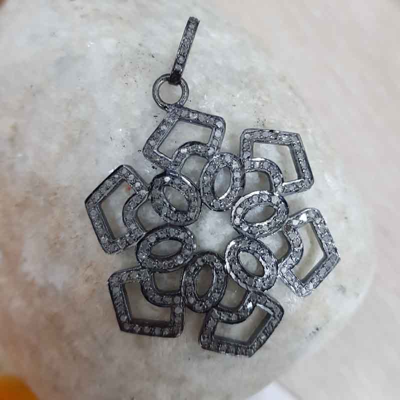 Gorgeous Pave Diamond Flower Pendent