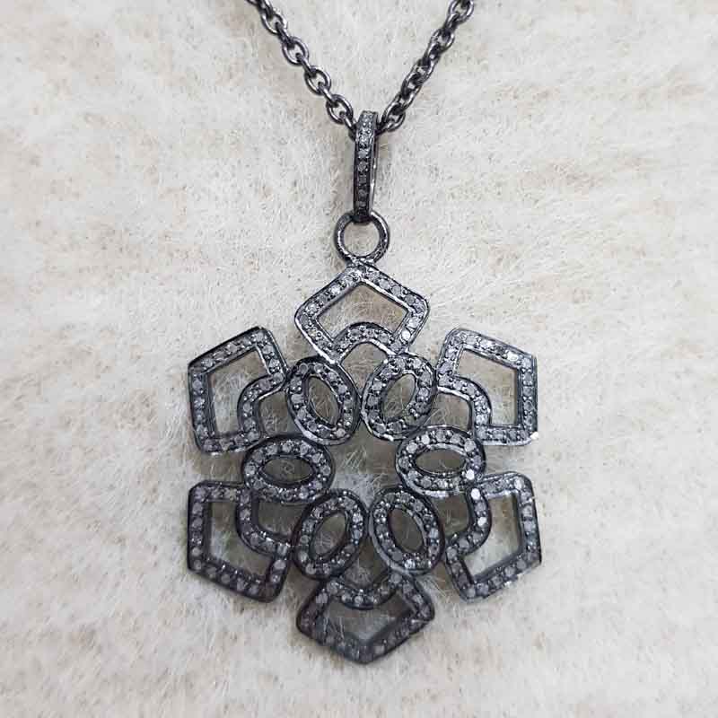 Gorgeous Pave Diamond Flower Pendent