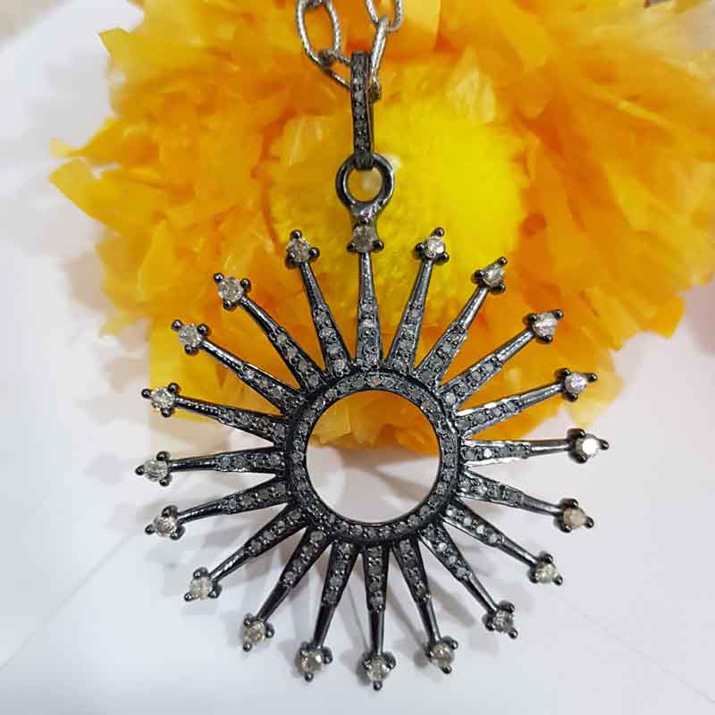 Glorious Sunburst Pendent With Pave Diamonds