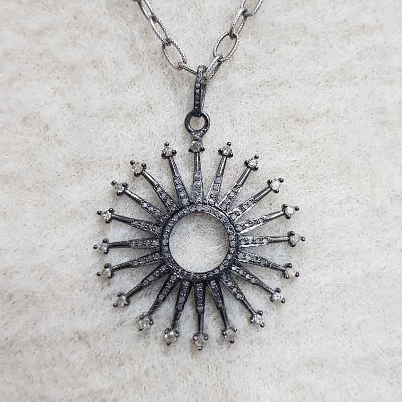 Glorious Sunburst Pendent With Pave Diamonds