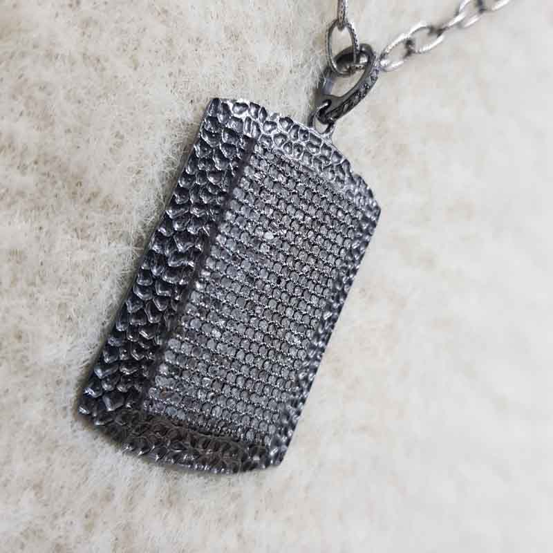 Black Beautiful Fancy Designer Tag Pendent With Pave Diamond