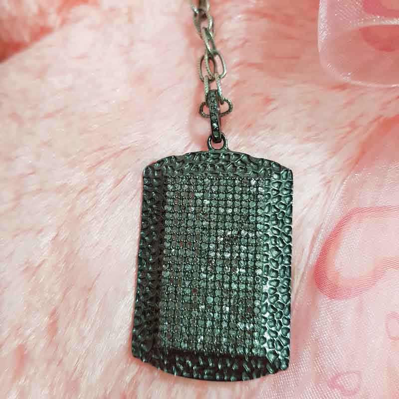 Black Beautiful Fancy Designer Tag Pendent With Pave Diamond