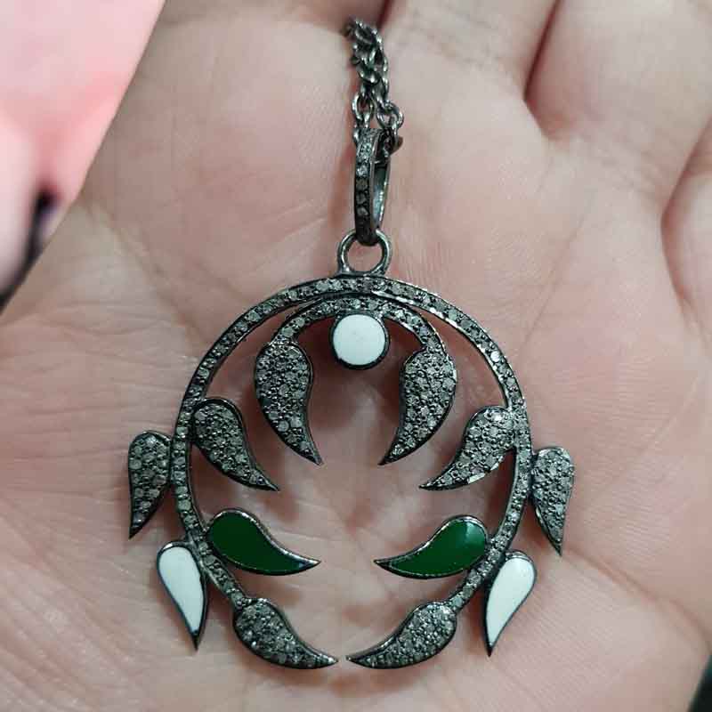 Beautifully Leaf Designer pave diamond Pendent