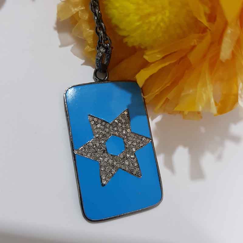 Turquoise Enamel Gorgeous Star Pendent