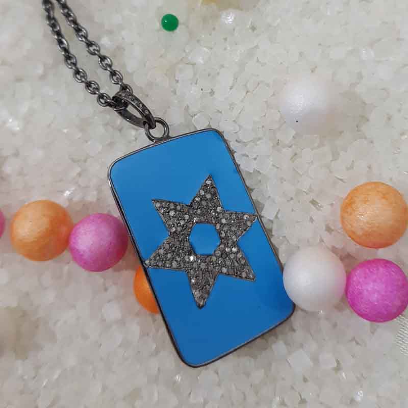 Turquoise Enamel Gorgeous Star Pendent