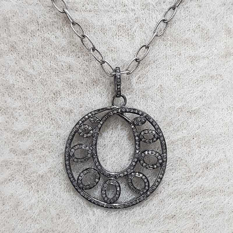 Handmade Designer Pave Diamond Round Style Fancy Pendent