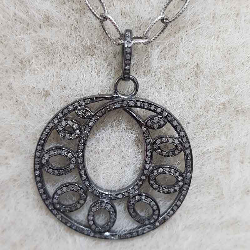 Handmade Designer Pave Diamond Round Style Fancy Pendent