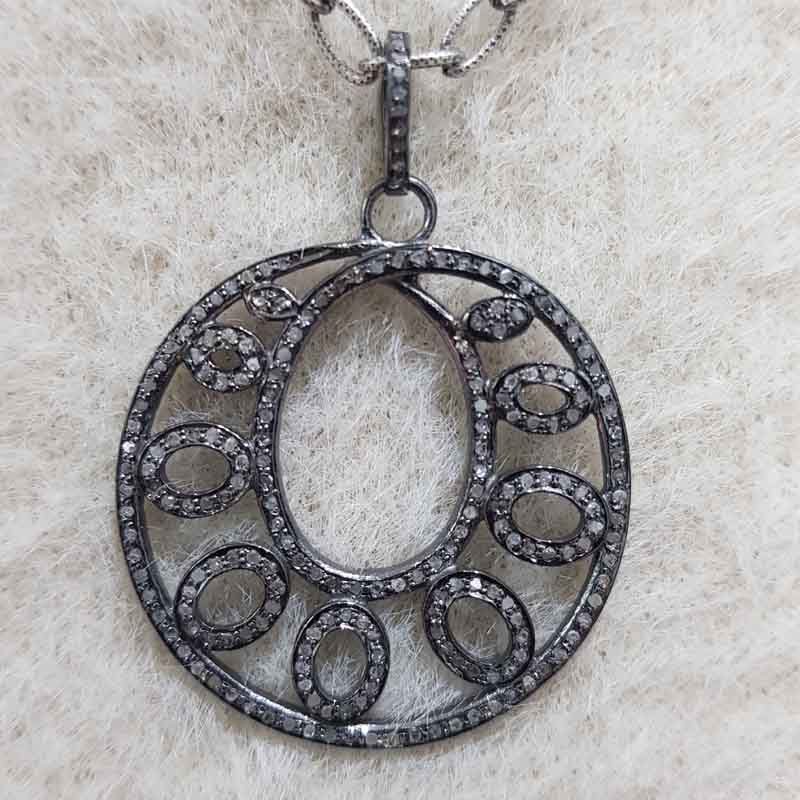 Handmade Designer Pave Diamond Round Style Fancy Pendent