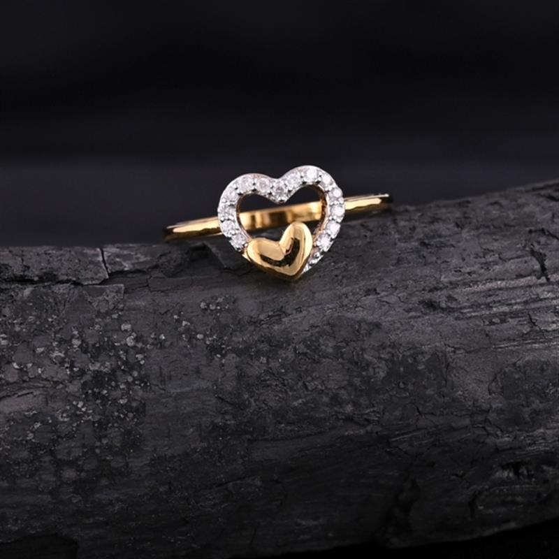 NATURAL DIAMONDS DOUBLE HEART SIGNET RING