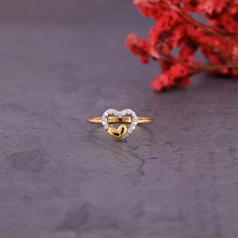 NATURAL DIAMONDS DOUBLE HEART SIGNET RING