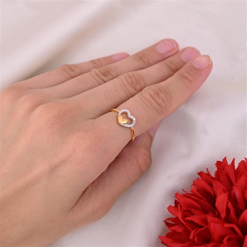 NATURAL DIAMONDS DOUBLE HEART SIGNET RING