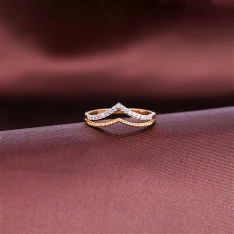 14 KT. DIAMOND NESTING DOUBLE V RING