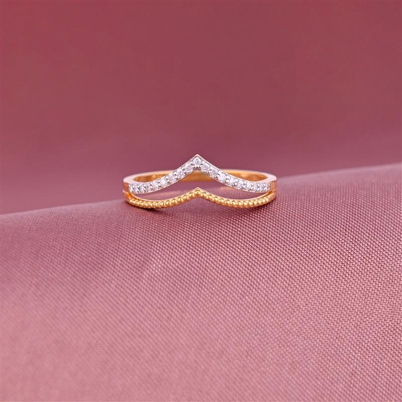 14 KT. DIAMOND NESTING DOUBLE V RING