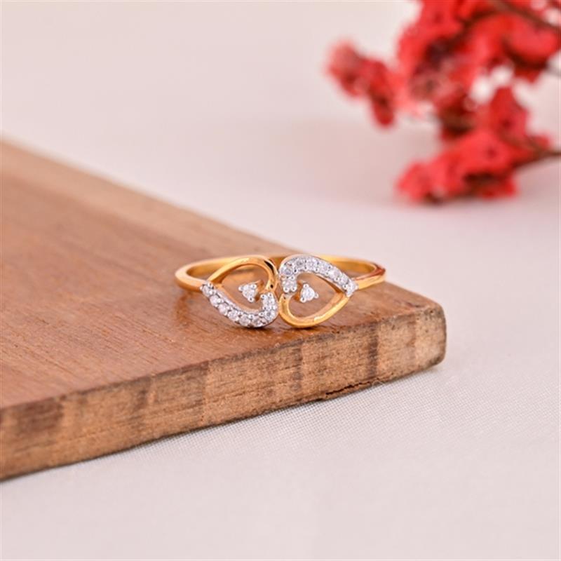 14 KT. DIAMOND TWO HEART GOLD RING