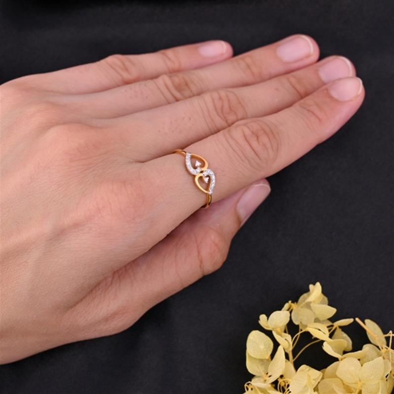 14 KT. DIAMOND TWO HEART GOLD RING