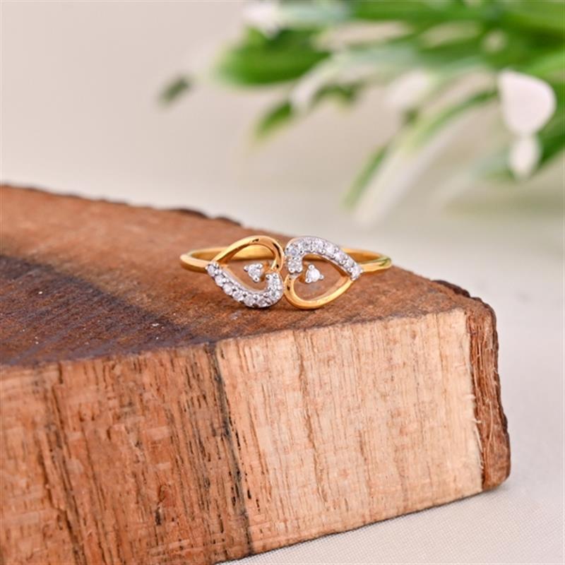 14 KT. DIAMOND TWO HEART GOLD RING