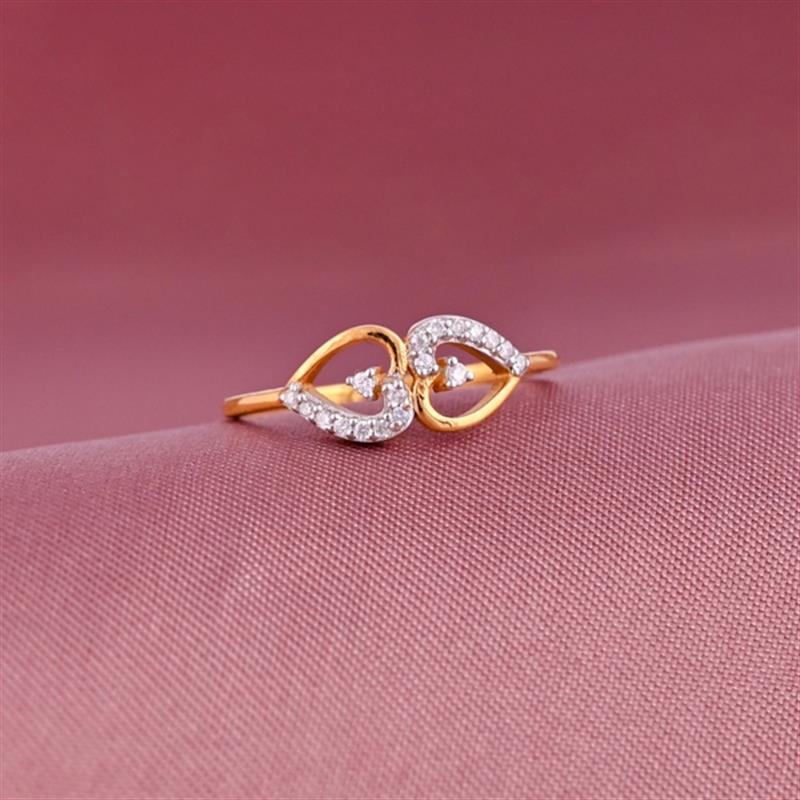 14 KT. DIAMOND TWO HEART GOLD RING